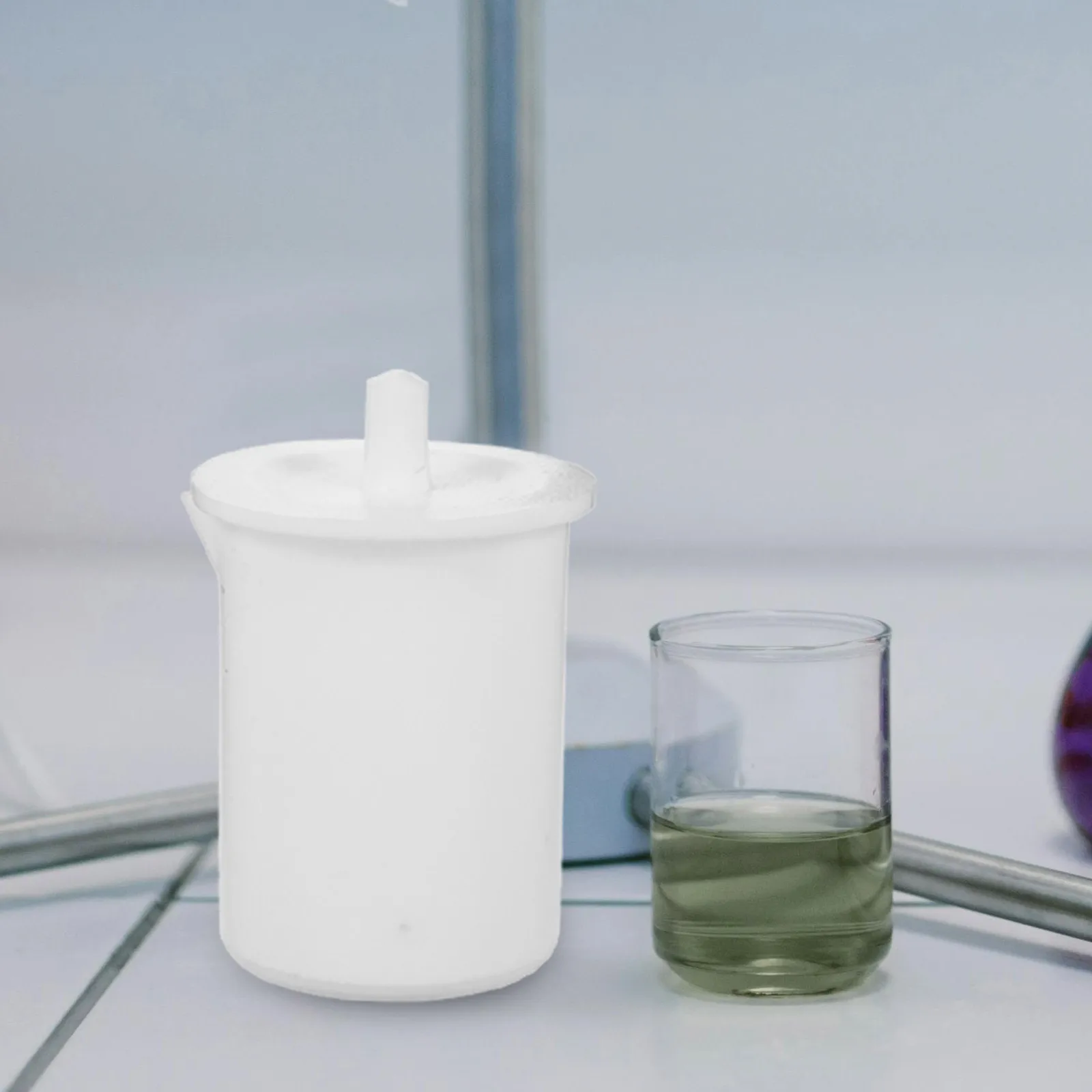 

PTFE Beaker 30ml Lid Acid Alkali Resistant Lab Chemistry Measuring Cups Portable Small Beaker Graduated Petri Dish Teaching