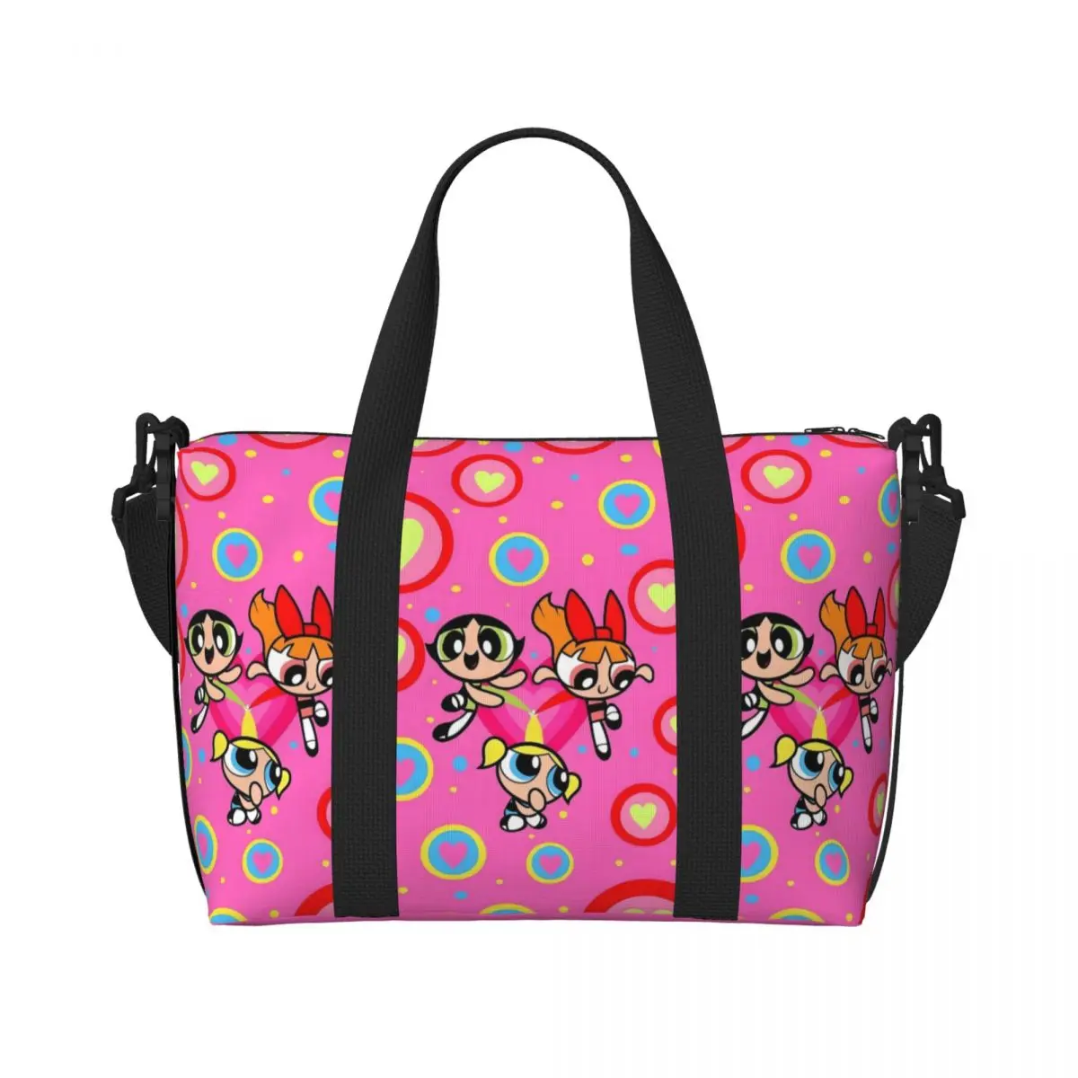 

Custom The P-PowerPuffs Girls Tote Bag for Women Large Capacity Cute Girls Beach Gym Travel Bags