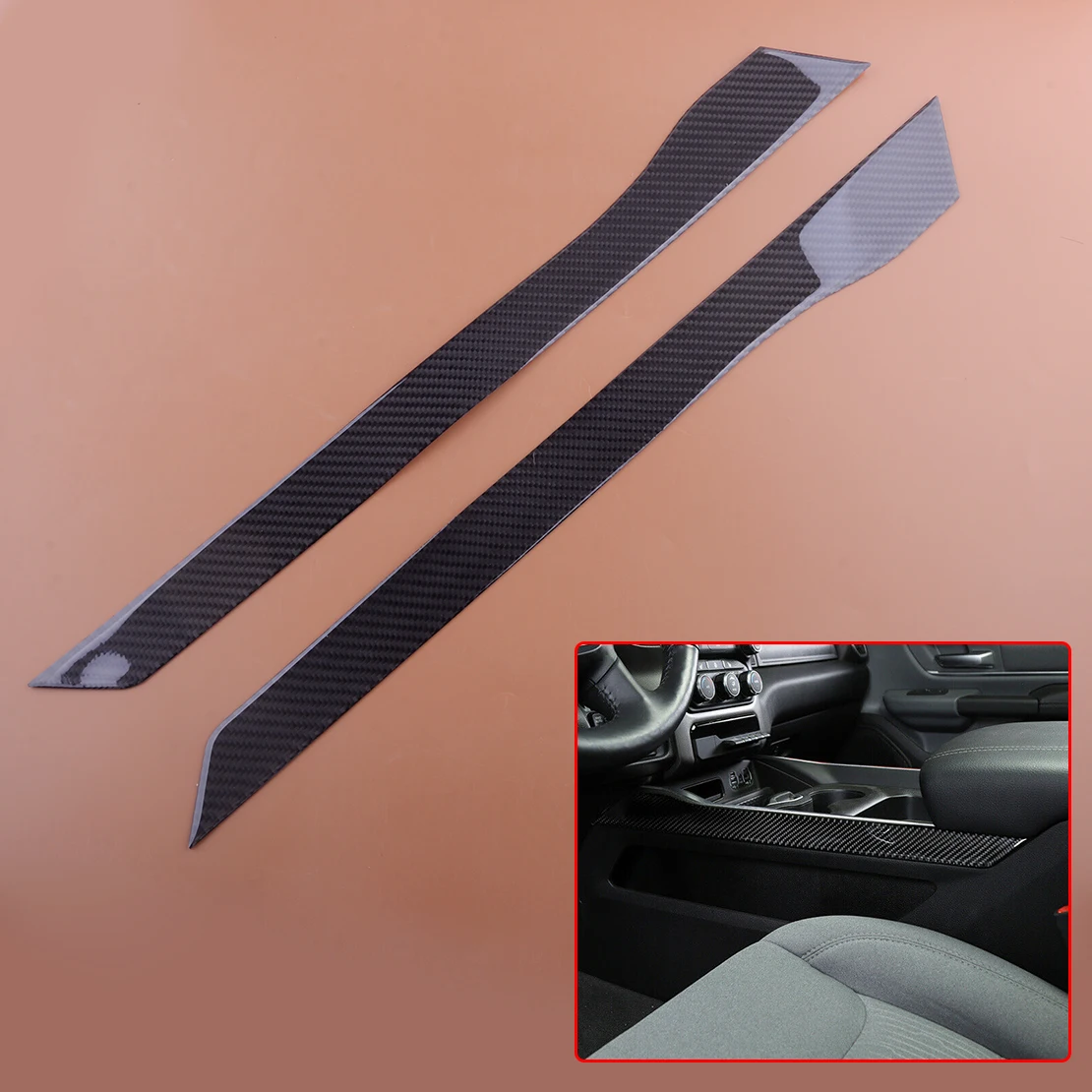 2Pcs Car Interior Center Console Armrest Box Side Panel Cover Trim Fit for Dodge Ram 1500 2018-2020 2021 2022 Carbon Fiber Black