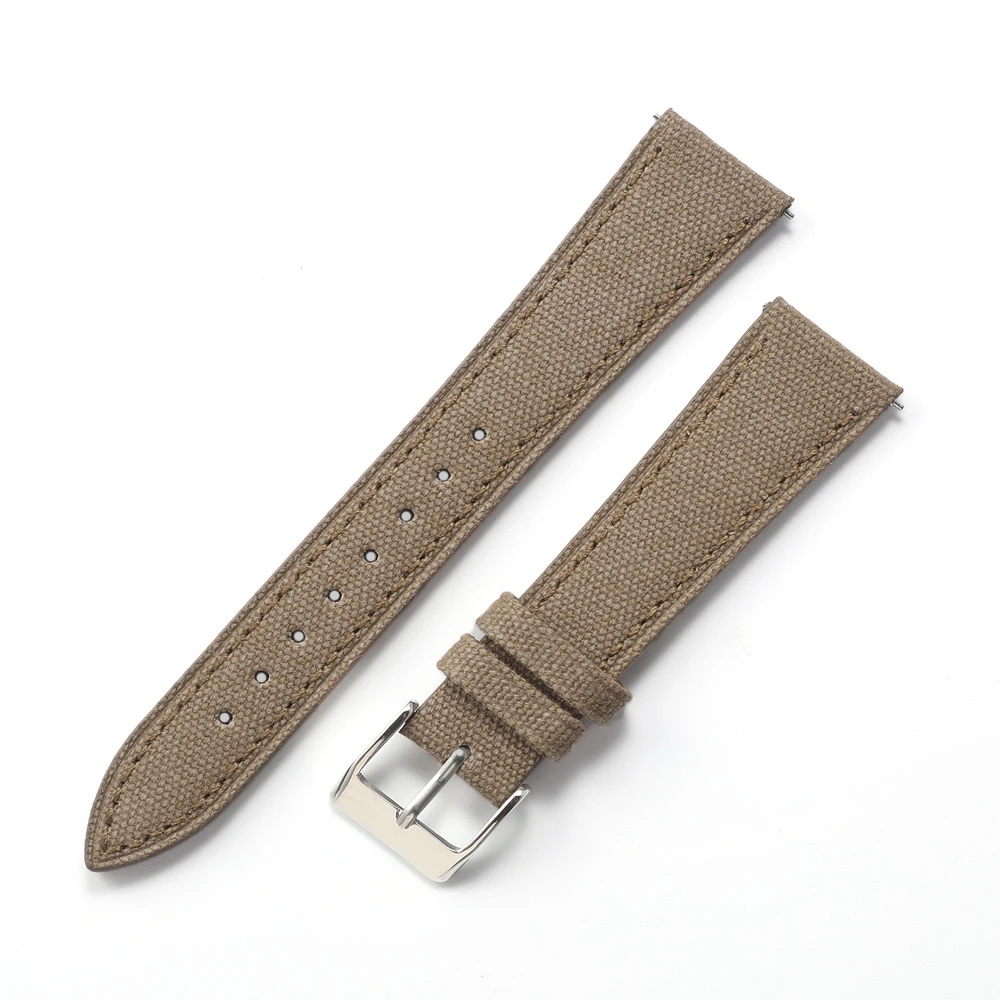 18mm 20mm 22mm Vintage Segeltuch-Uhrenarmband Stoff-Leder-Armband Retro Canvas Schnellverschluss-Uhrenarmband für Herren – Detail 11