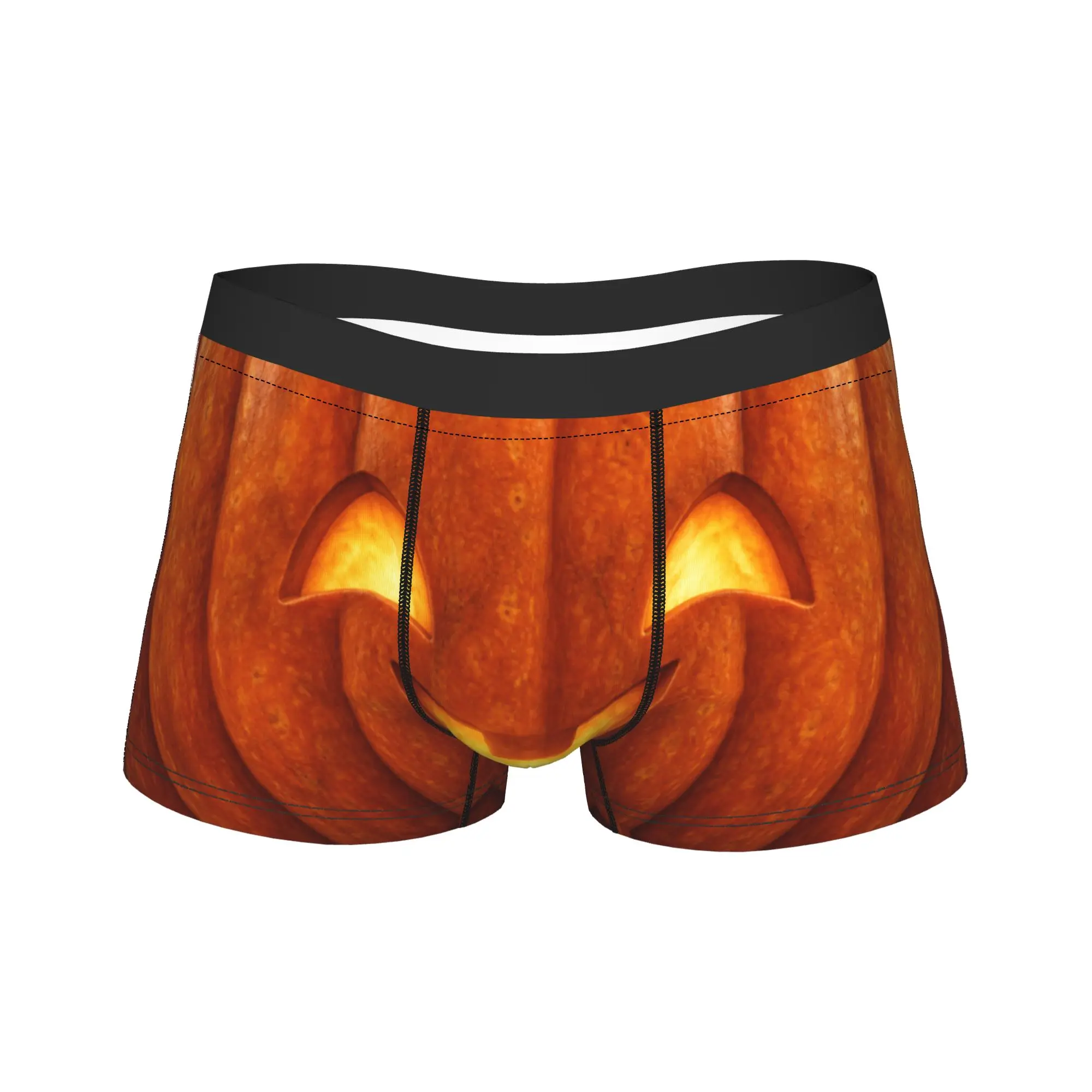 Man Harvest Glow Friendly Pumpkin Face Boxer Briefs,Cozy  Underwear Underpants