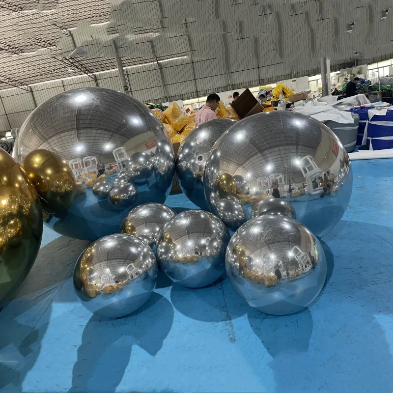 Silver Inflatable Mirror Balloon giant pvc inflatable ball Event Decoration big shiny  mirror ball inflatable