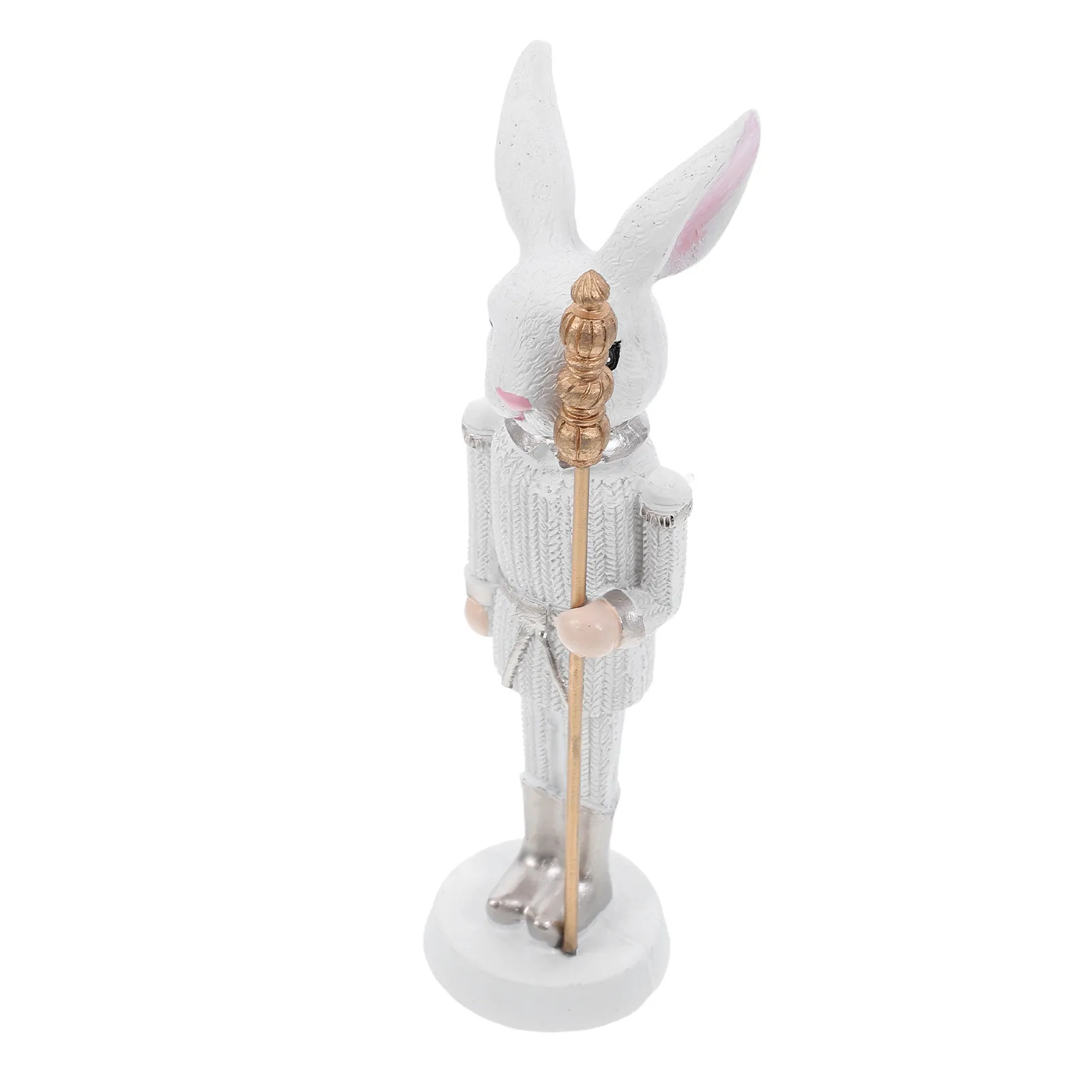 

Resin Easter Rabbit Statue Adorable Bunny Soldier Figure Festive Spring Party Decor for Indoor Outdoor Holiday Arrangements