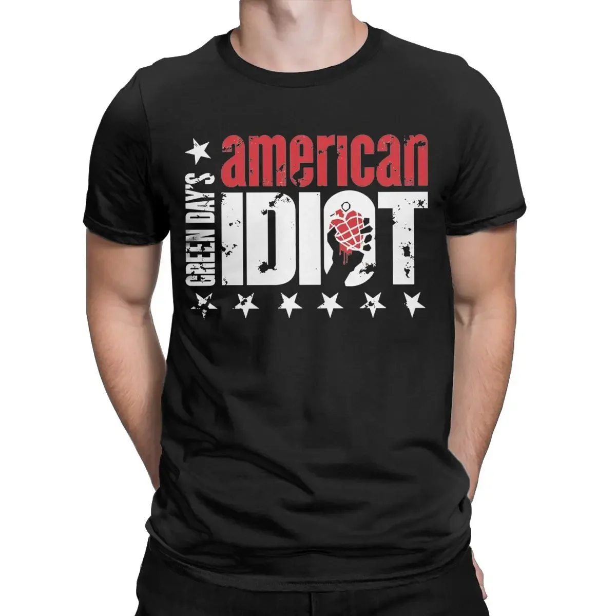 Men's T-Shirt American Idiot Casual Pure Cotton Tee Shirt Short Sleeve T Shirts Round Collar Clothes Gift Idea