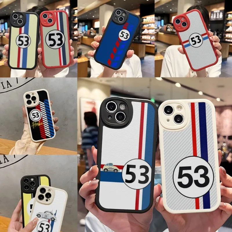 Herbie Number 53 Phone Case Silicone Soft For IPhone 12 13 14 11 Pro Max Mini Xs X Xr 7 8 Plus SE2020 Leather Texture Coque