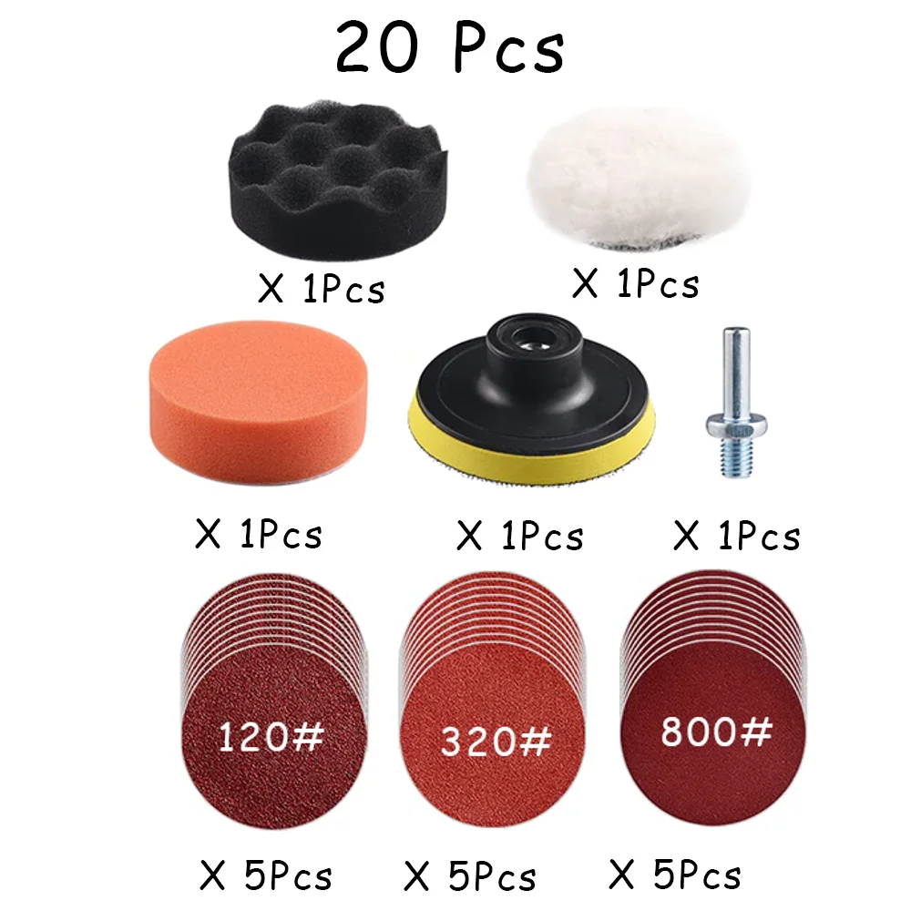 15-65 Stuks Auto Koplamp Reparatie Restauratie Kit 3 Inch 75 Mm Schuurplaat Waxen Spons Schuurpad voor Polijsten En Schuren