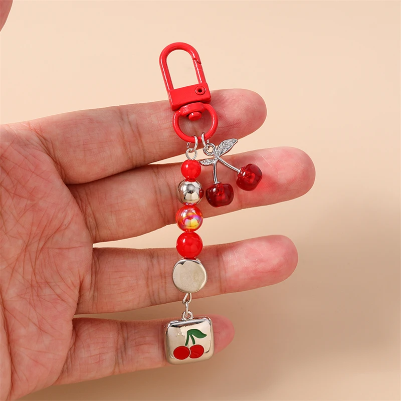 Modische handgefertigte Frucht-Schlüsselanhänger, rote Kirsche, Erdbeer-Anhänger, Schlüsselanhänger für Autoschlüssel, Damen- und Herrenhandtaschen, DIY-Geschenke – Detail 6