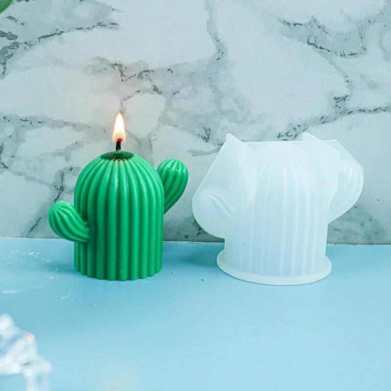 3D Cactus Candle Mold Silicone Mold Handmade Soap Candle Making Tool Epoxy Resin Mold Cute Cactus Simulation Plant Decoration