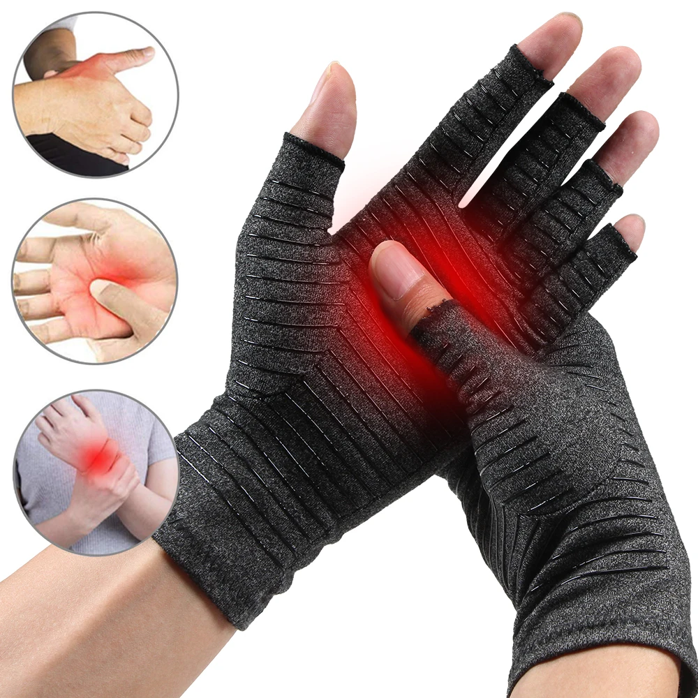 Arthritis Compression Gloves Relieve Pain From Rheumatoid, Carpal Tunnel, Hand Gloves Fingerless for Computer Typing & Dailywork