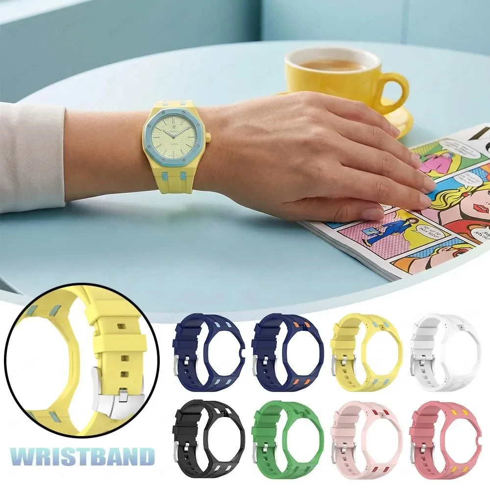 2-in-1-PC-Gehäuse + Silikonarmband für Swatch x AP Royal Pop Taschenuhr-Umbau zum Armbanduhren-Modifikationszubehör