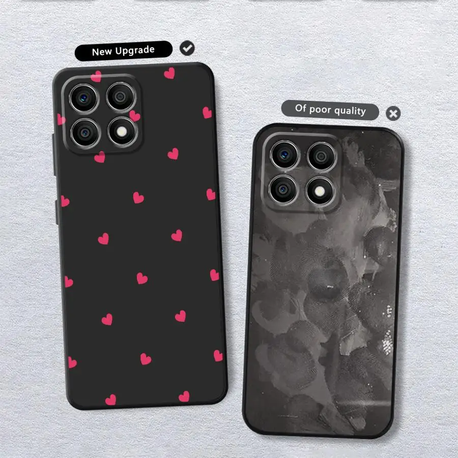 حافظة لهاتف Honor 8X X5b Magic5Lite 70 200 400 Lite X9a X6 90X7 X8 غطاء هاتف ناعم أسود ملون كرتوني قلب الحب #4
