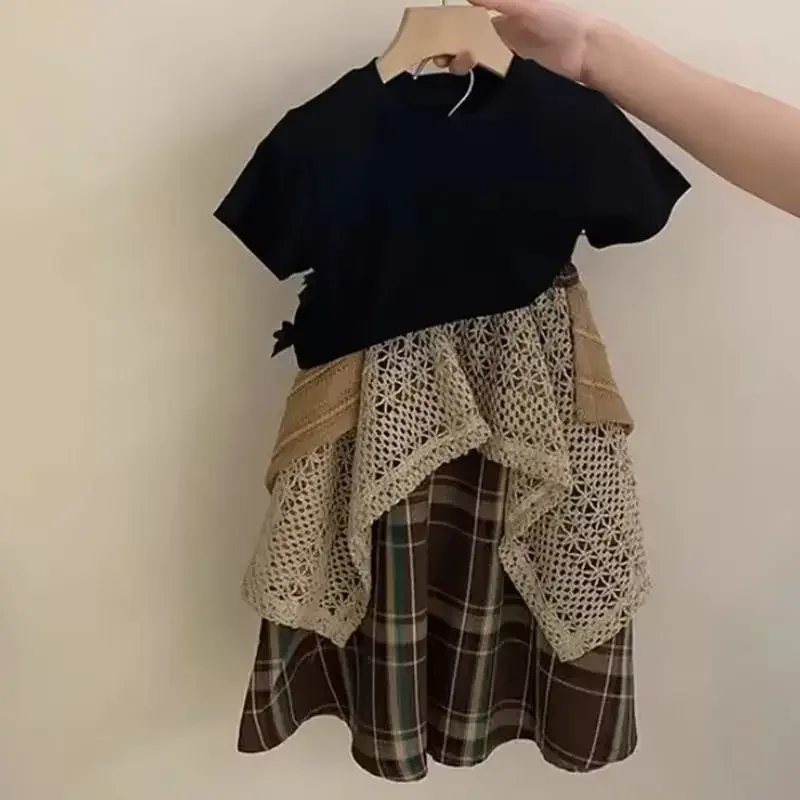 

Girls' Summer Clothing Set 2026 New Children's Short sleeved T-shirt Half skirt Two-piece Set 110-160cm