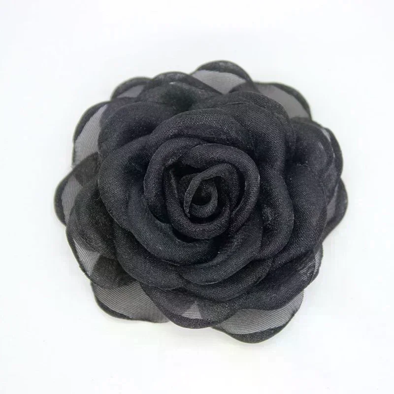 6 سنتيمتر أسود أبيض زهرة الكاميليا دبابيس الكورية موضة الصدار التلبيب دبابيس فستان قميص دعوى اكسسوارات للنساء دبابيس التلبيب