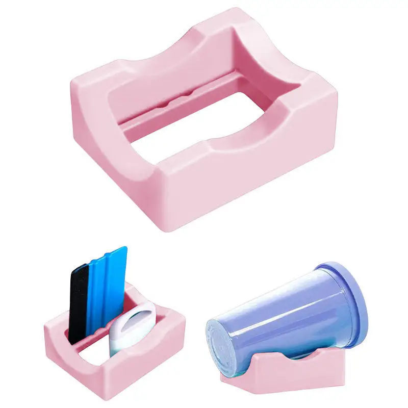 

Silicone Cup Holder Cradle for Mugs Tumbler Reusable Desktop Home Accessory Small square anti slip glass cup holder