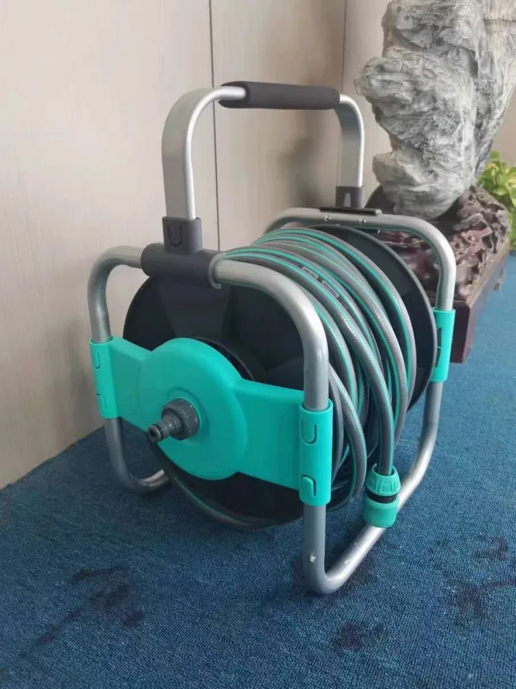 Wall/Floor Mounted Garden Hose Reel 10m Expandable Burst Proof Water Pipe with Nozzle No Assemble Portable Garden Hose Holder