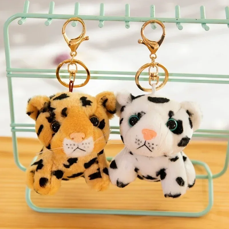 New Cute Panda Cheetah Tiger Baby Keychain Plush Pendant School Bag Zero Wallet Hanging Decoration Children's Festival Gift