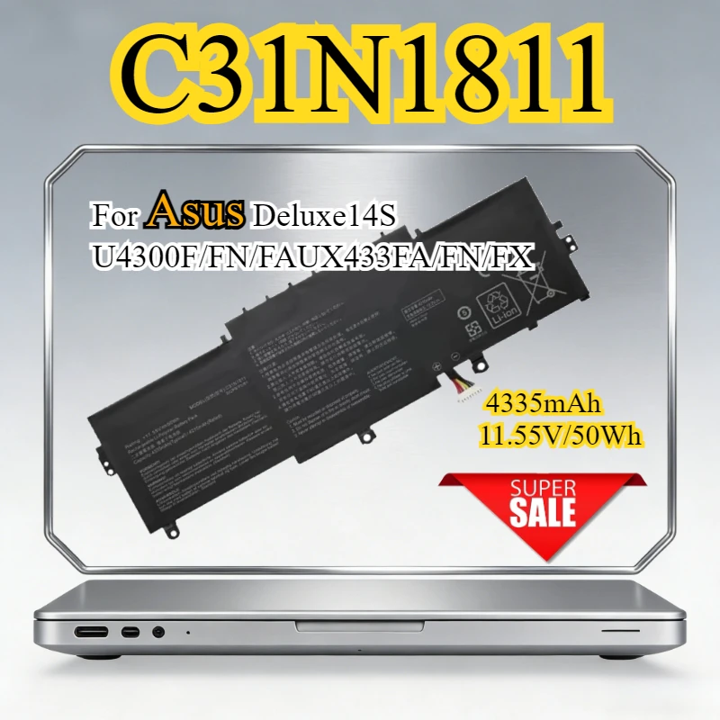 New C31N1811 Laptop Battery for Asus Deluxe14S U4300F U4300FA U4300FN UX433FA UX433FN UX433FX BX433F RX433FN 0B200-03080000