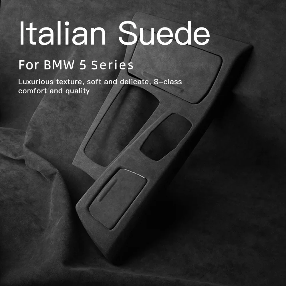 For BMW 5 Series F10 F18 2009-2016 Car Center Console Gear Shift Frame Cover Trim Interior Flannel Accessories Italy Super Suede