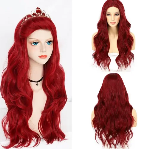 Burgundy Synthetic Fiber Wig Long Curly Hair Large Wave Women's Hair Wig In The Heat Resistant Party Daily Natural Use