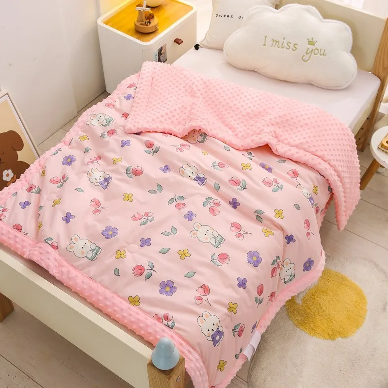 Baby Quilt Autumn and Winter Quilt Core Washed Cotton Nap Quilt Cartoon Air Conditioning Quilt Thickened Washable Class A