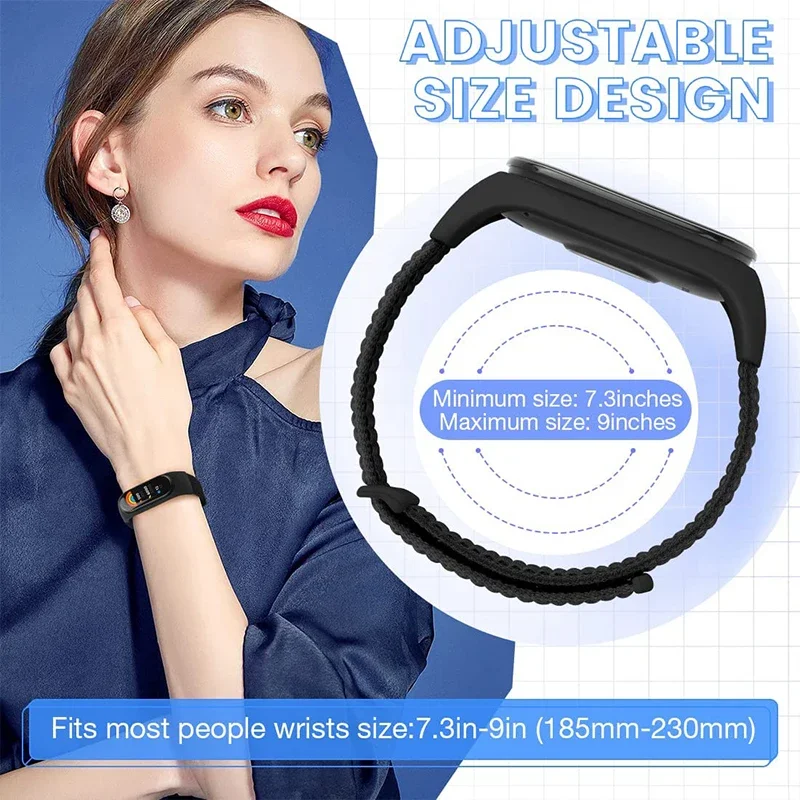 Correa de nailon para reloj inteligente Xiaomi Mi Band 7-8, pulsera deportiva de repuesto con nfc, 7, 6, 5, 4 y 3 correas
