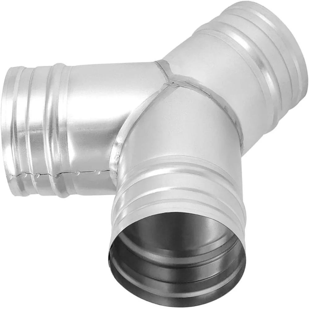 4 Inch Diameter Duct Splitter Connector Metal 45 Degree Angle Y Shaped Duct Hose 3 Way Design Silver 3 Way Duct Splitter