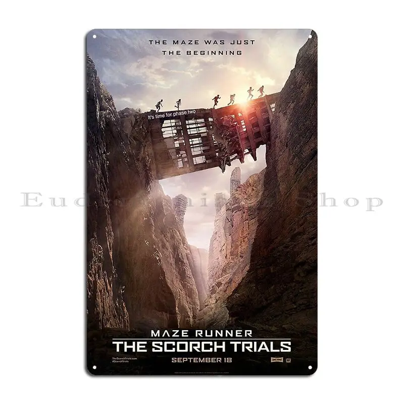 Th Maze Runner Scorch Trials ملصق علامة معدنية إنشاء لوحة حائط مخصصة للديكور مصمم تين تسجيل ملصق