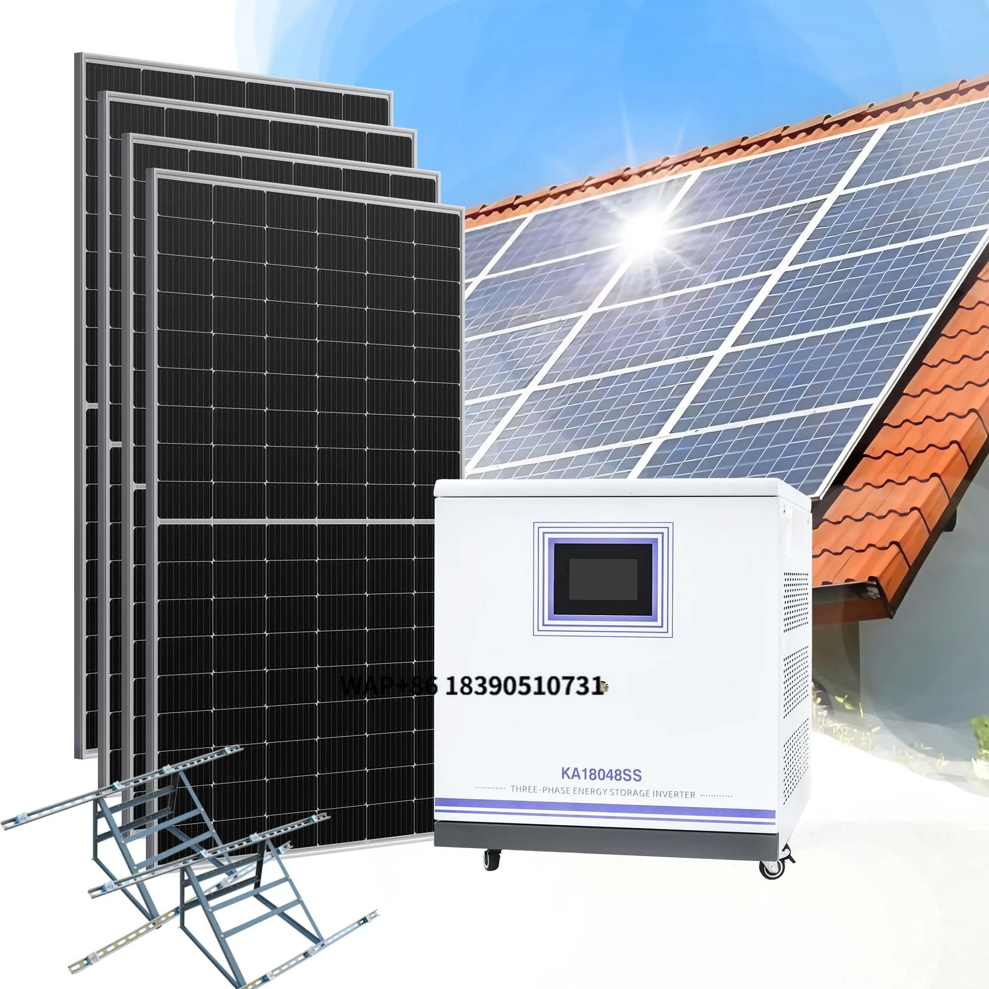 

20Kw 30kw Hybrid Solar Panel Inverter Kit Complete Solar System with Lifepo4 Batteries