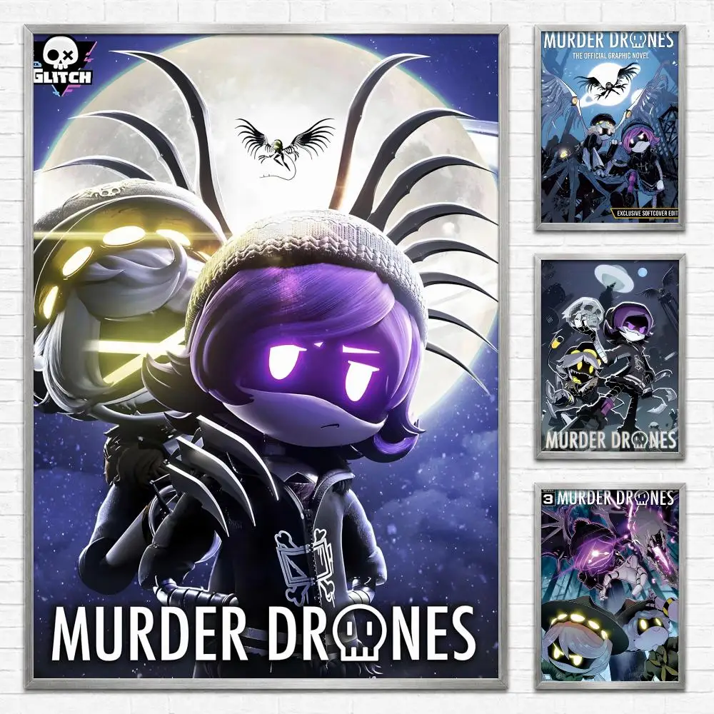 Cartoon Murder Drones Poster Self‑Adhesive Waterproof PP Poster Coffee House Bar Wall Art Sticker Room Home Decor