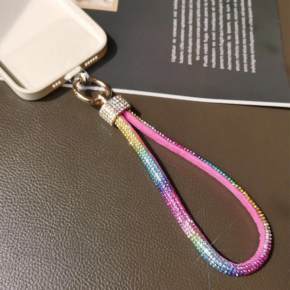 럭셔리 키 체인 라인 석 전화 매는 밧줄 밝은 블링 블링 손목 스트랩 교수형 코드 전화 액세서리