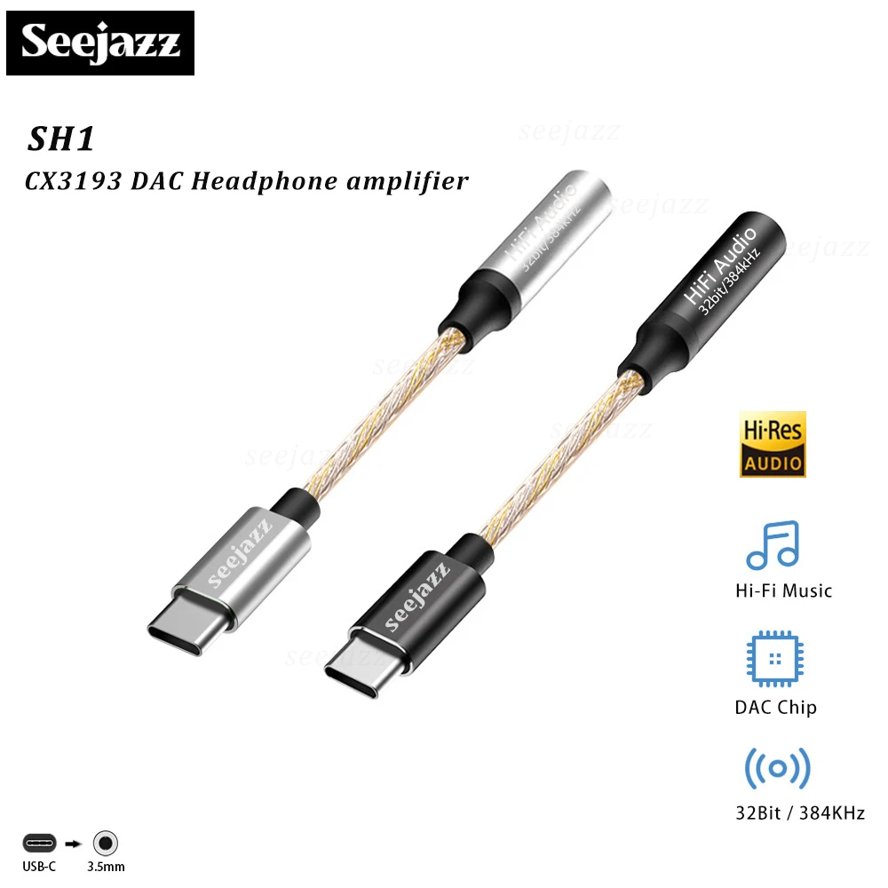 USB-C ถึง 3.5 มม.เครื่องขยายเสียงหูฟัง CX31993 สายอินเทอร์เฟซเสียง 32b/384kHz DAC HiFi ถอดรหัสเสียงอะแดปเตอร์ประเภท C Converter