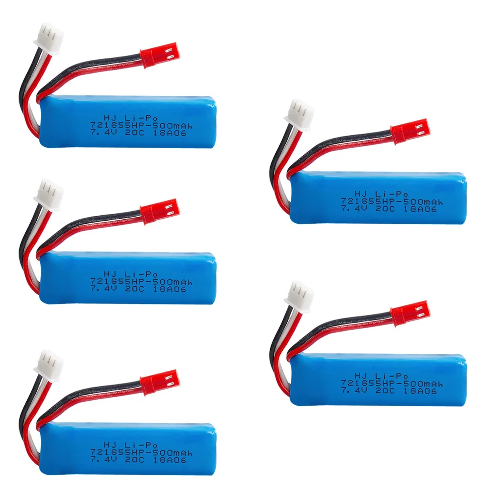 7.4V 500mAh Lipo Battery 2s 20C for WLtoys A202 A212 A222 A232 A242 A252 4WD Remote control high speed toy cars 7.4V 721855HP