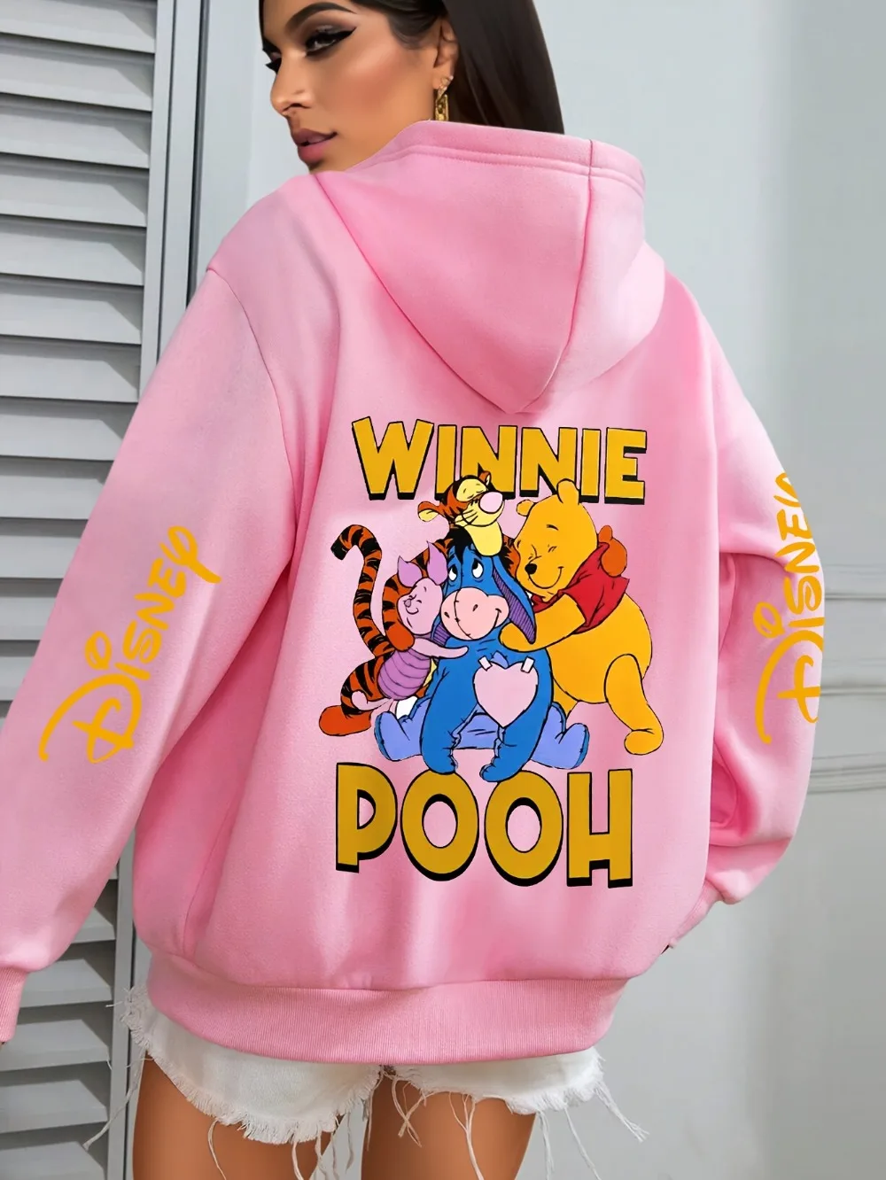 Bluza z kapturem Disney Mały Niedźwiedź Yi'er i inni towarzysze, długi rękaw, jesień-zima, odzież damska