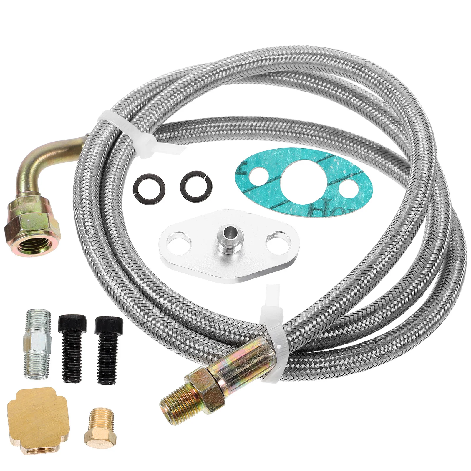 

1 set 1 Inch Turbo Kit Copper Iron 90 Oil Feed Tube Set Degree Bend Car Turbo Oil Supply Tube Set Engine Parts