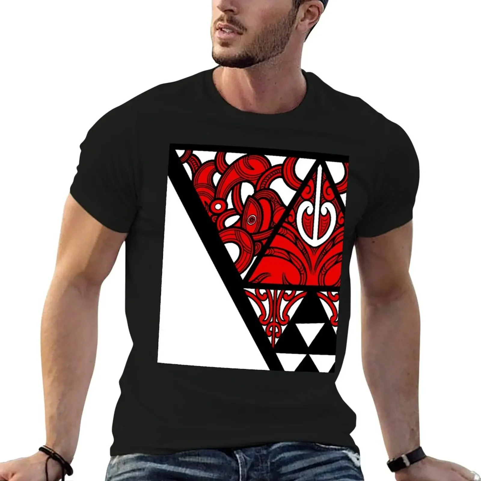 Copy of TNT - Whanau/family - RED single triangle T-Shirt quick-drying summer top boys whites black t-shirts for men