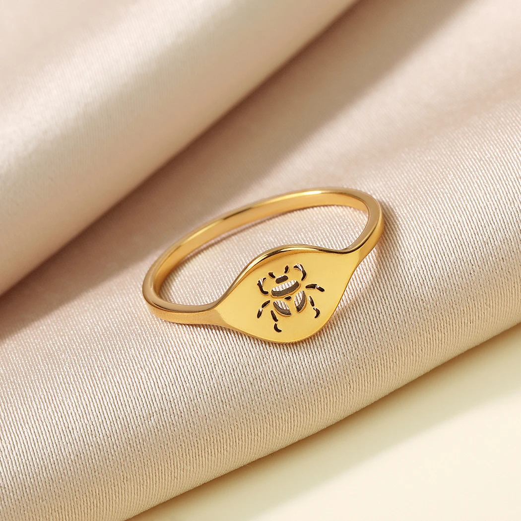 CHENGXUN Anillo de escarabajo de acero inoxidable Anillo de elemento animal de insecto Anillo de escarabajo vintage Joyería para hombres y mujeres