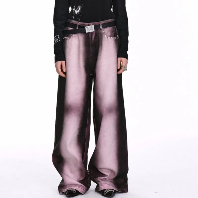 ANJY Spring Autumn New Women Tide Niche Design Casual Loose Wide-Leg American Stylish Jeans Punk Avant-Garde Denim Pants A15996