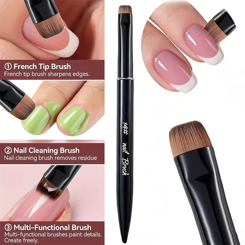 2PCS 3 in 1 New French Nail Brush Multi-function Brush Head-Fine Nail Brush,Suitable for Gel and Acrylic Nails,Precise Cleaning