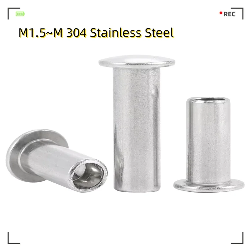 

M1.5 - M8 A2 304 Stainless Steel Oval Semi-tubular Rivets Flat Round Half Hollow Shank Gb873 L=3-32mm