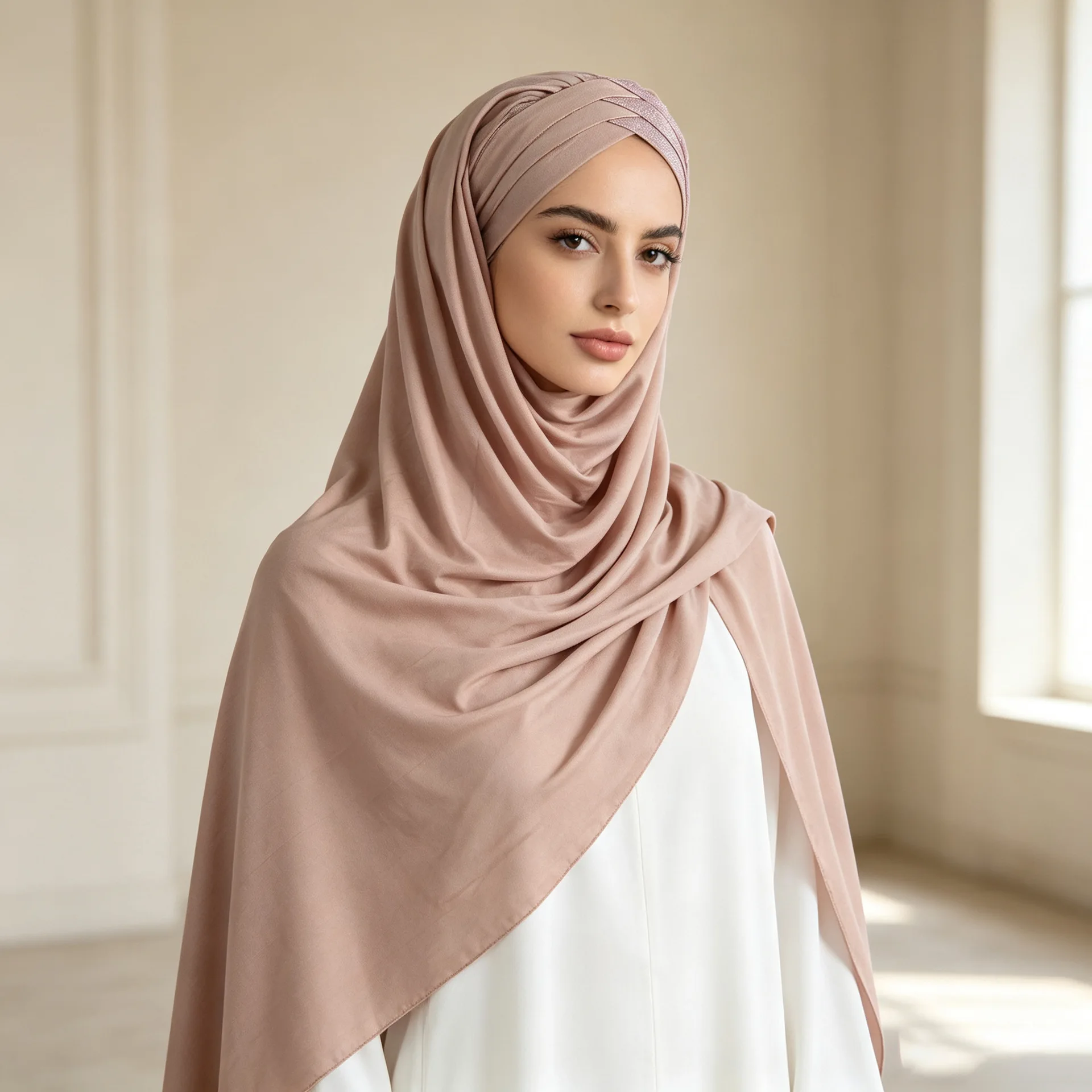 Fashion Women Soft Stretch Muslim Headscarf Turban Head Cover Wrap Islamic Headwrap Shawls Soild Color Scarf