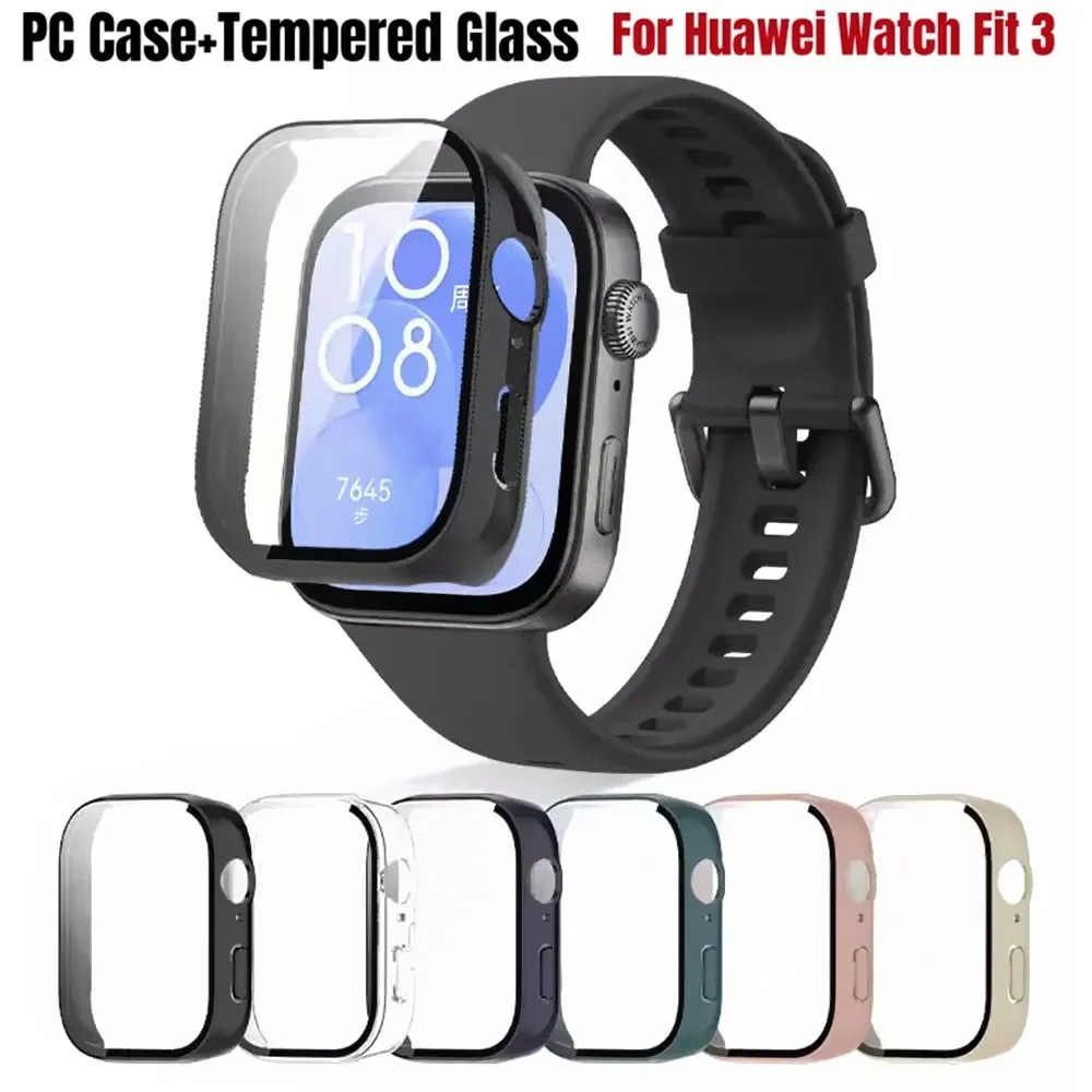 Tempered Glass Case For Huawei Watch Fit 3 Bumper Full Cover Watch Screen Protector For Huawei Watch Fit3 PC Shell Accessories