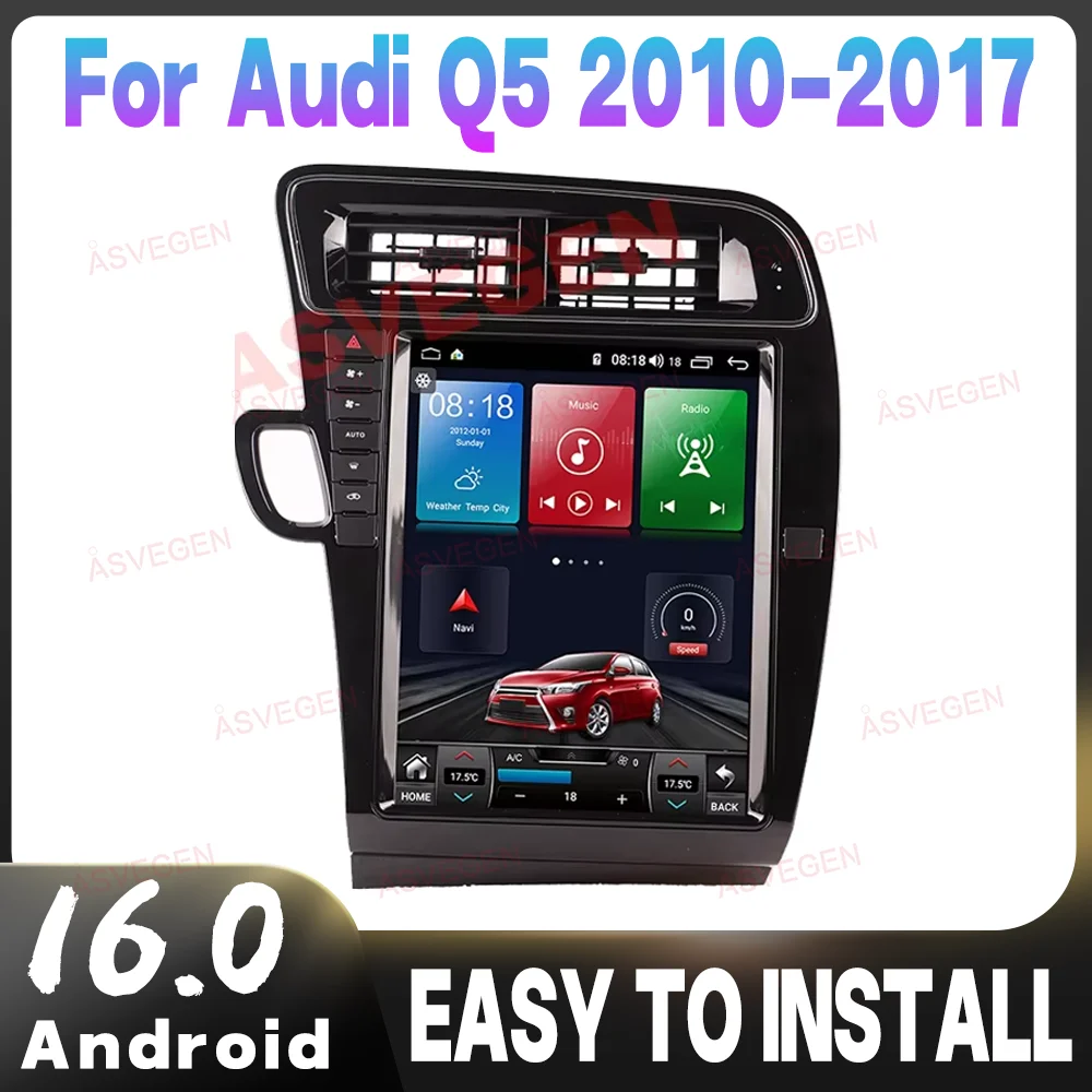 

12.1" Android 16 Vertical Screen for Audi Q5 2010-2017 Car Radio Wireless CarPlay IPS DSP GPS Navigation Optical Fiber Most Box