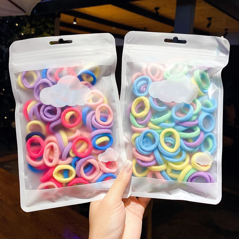 50Pcs Girls Colorful Elastic Hair Bands Ponytail Hold Small Hair Tie Rubber Bands Sweet Hair Rope Scrunchies Hair Accessories