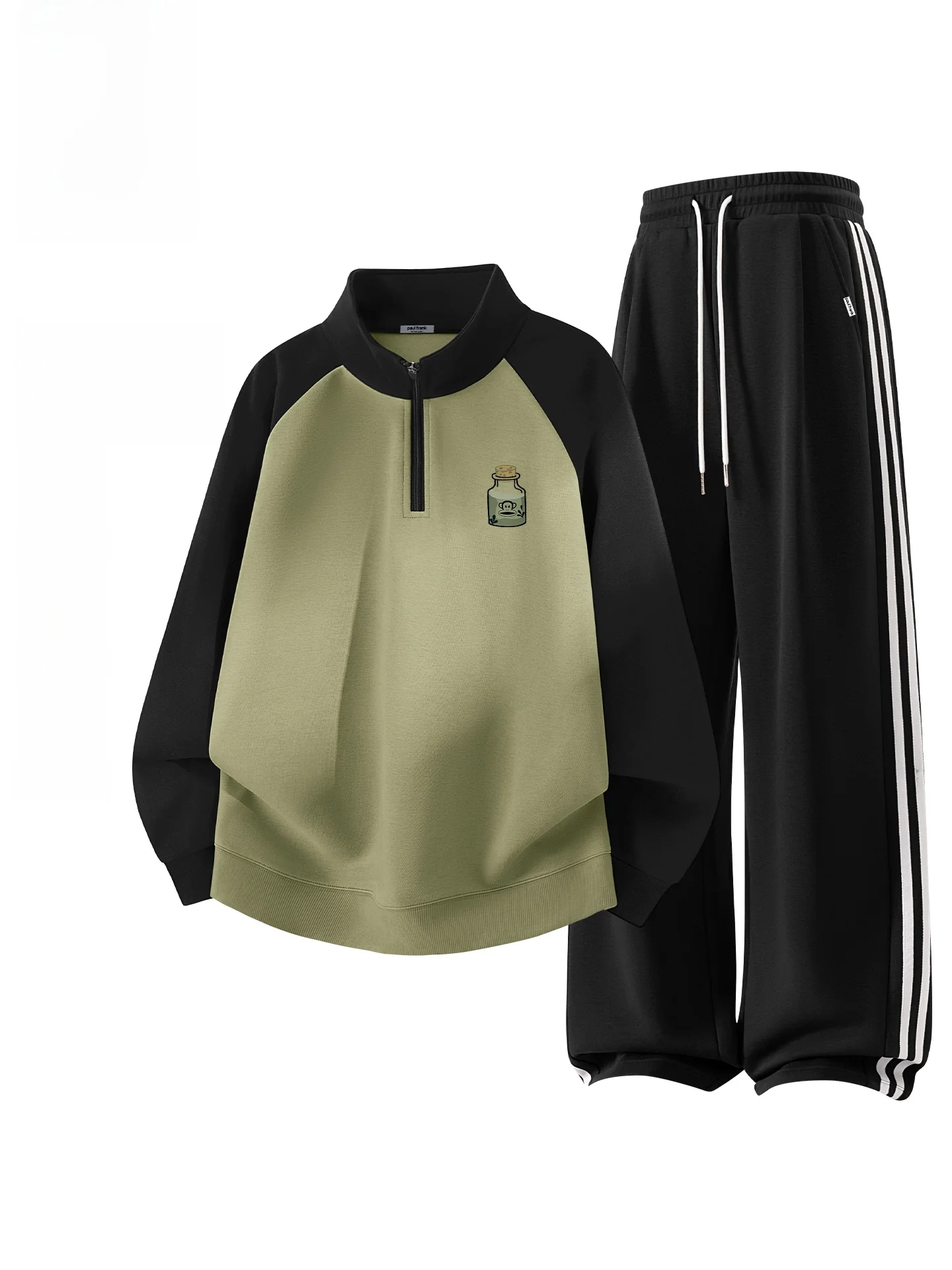 

Men's Casual Sport Pants f Zip Hoodie Two-Piece Set American Sle Spring Cotton Polyester Long Sve Long Pants