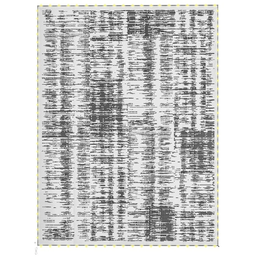 

Двусторонний уличный ковер с LED-подсветкой, сумкой для переноски и колышками для крепления к земле для заднего двора, террасы, пикника, пляжа, 12' x 9', коричнево-бежевый