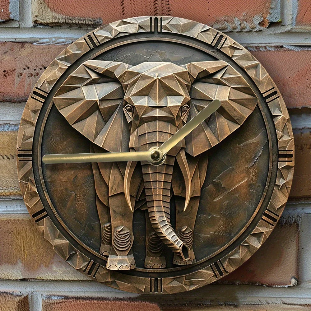 

Silent Aluminum Wall Clock with Indian Elephant Design - Perfect for Summer Entrance & Father'S Day Decor Living Room Decoration