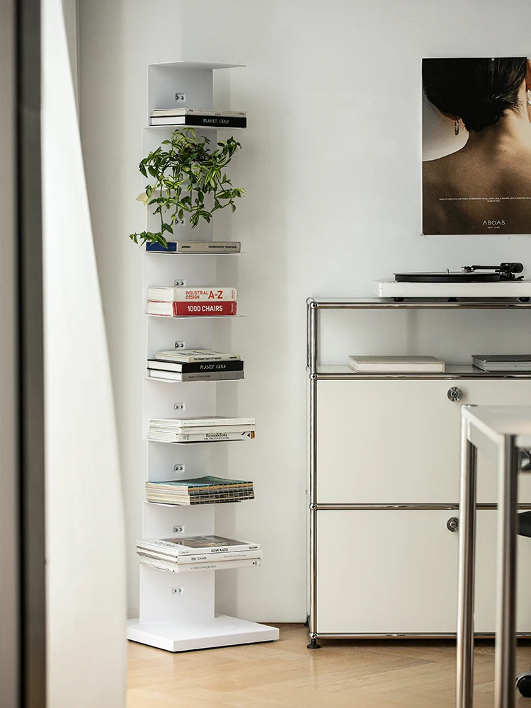Bibliothèque Invisible pour salon, petit appartement, support de sol en fer forgé, support de rangement vertical multicouche