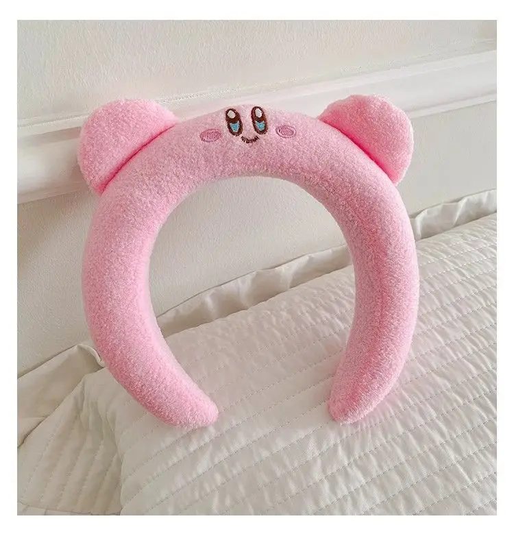 Lovely Pink Kirby Plush Hair Hoop Cartoon Daily Washing Face Headband Girls Photo Shooting Decor Hair Ornament view 3