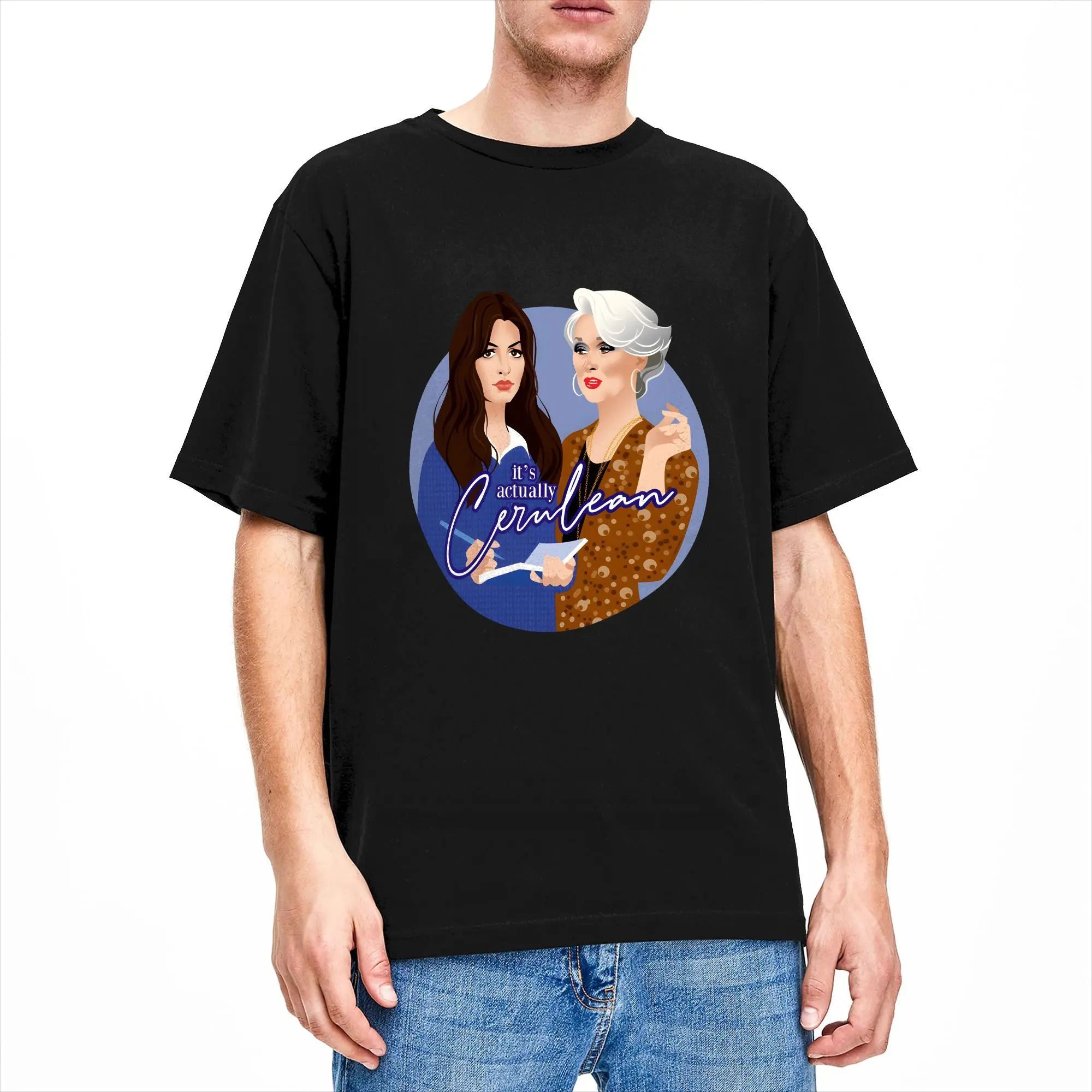 It‘s actually cerulean The Devil Wears Pradad T Shirt Men  Y2K Fun T Shirts Beach O-Neck Hippie Tees Pattern Plus Size Tops