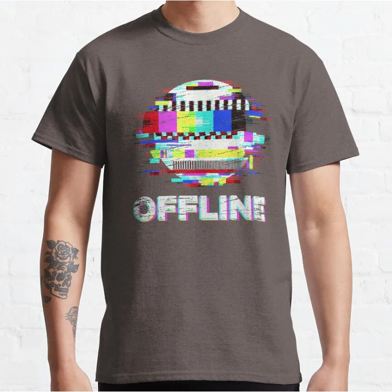 I am Offline. Geeks Funny offline t rex 90s cartoon pixel video game dinosaur T-shirt for men large size Adult Tops S-6xl